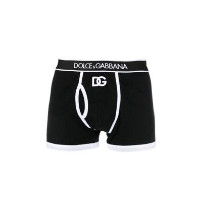 Shop Dolce & Gabbana Black Contrast Logo Cotton Boxers