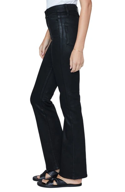 Shop Paige Manhattan High Waist Coated Bootcut Jeans In Black Fog Luxe Coating