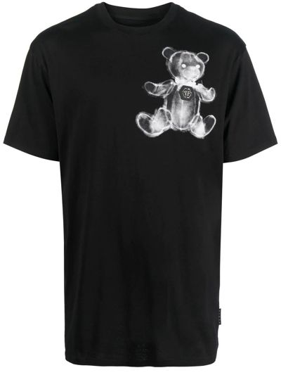 Shop Philipp Plein Black Teddy Print Short-sleeve T-shirt In Nero