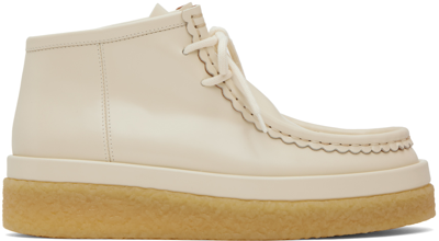 Chloé Jamie Leather Platform Ankle Boots In 122 Eggshell