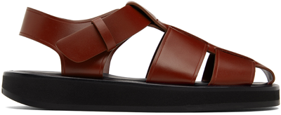 The Row Red Fisherman Flat Sandals In Lipstick | ModeSens