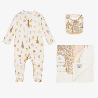 Shop Atelier Choux Paris Girls Ivory Cotton Babysuit Gift Set
