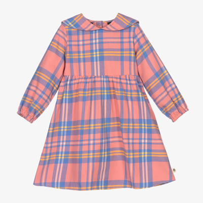 Shop Mini Rodini Girls Pink Check Flannel Dress