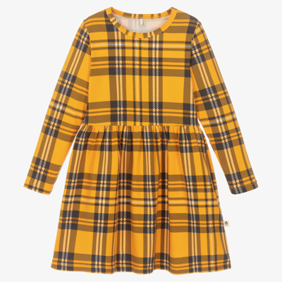 Shop Mini Rodini Girls Yellow Check Cotton Dress