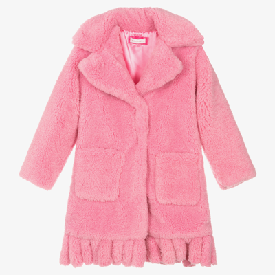 Shop Monnalisa Teen Girls Pink Teddy Coat