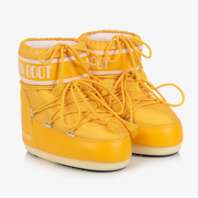 Shop Moon Boot Yellow Logo Short Snow Boots