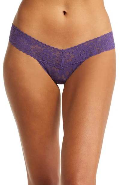Shop Hanky Panky Daily Lace Low Rise Thong In Cassis Purple