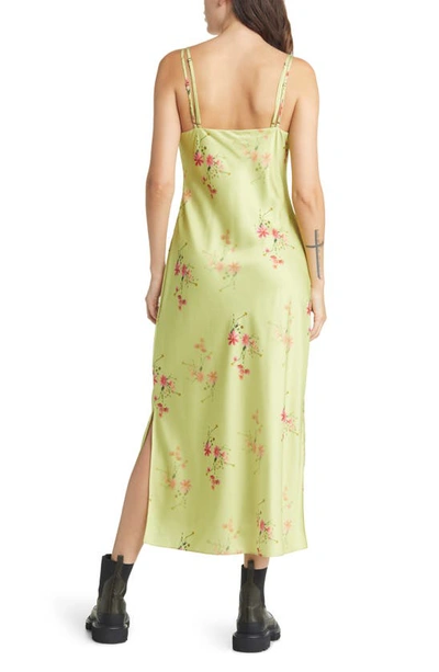 Shop Allsaints Mae Solanio Slipdress In Chartreuse Yellow
