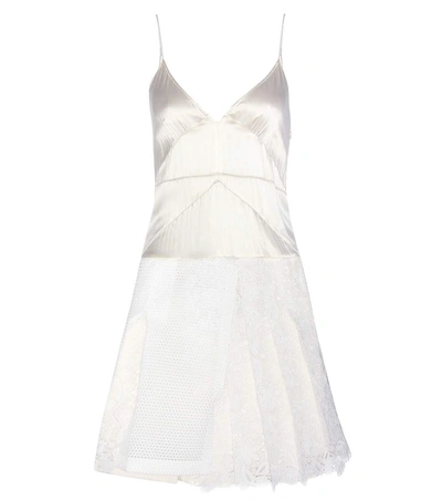 Burberry Silk Satin And Cotton-blend Lace Minidress In White