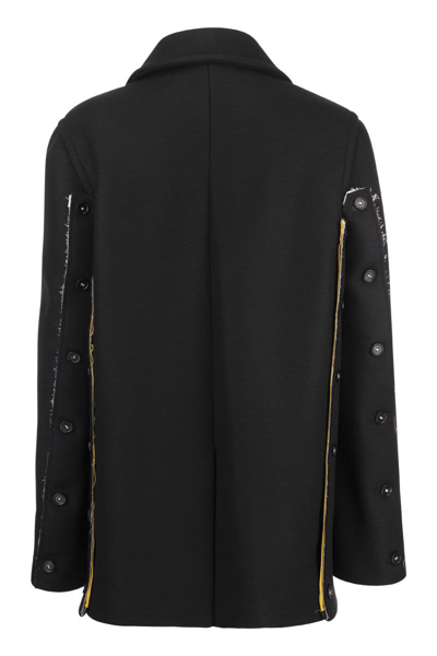 Shop Marni Double-breasted Wool Coat In Black