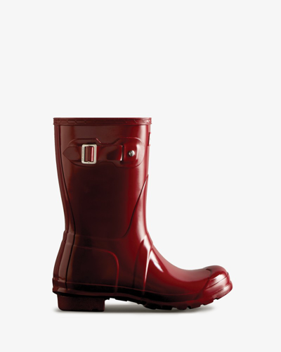 Shop Hunter Women's Original Short Gloss Rain Boots In Red