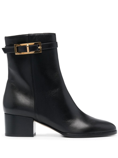 Shop Sergio Rossi 65mm Buckle-detail Heeled Boots In Black