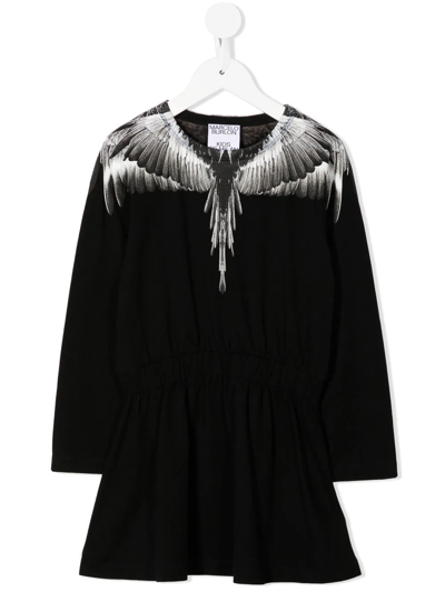 Shop Marcelo Burlon County Of Milan Icon Wings Cotton Dress In Black