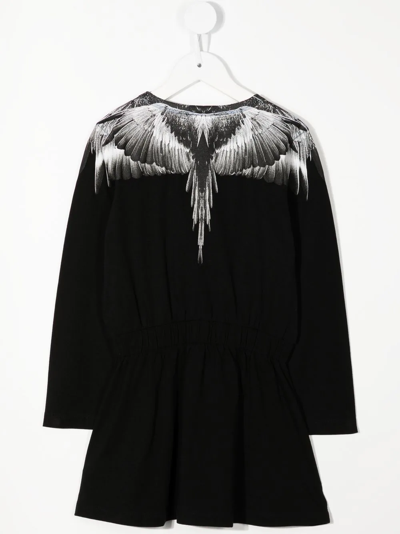 Shop Marcelo Burlon County Of Milan Icon Wings Cotton Dress In Black