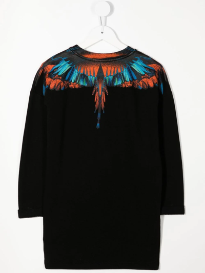 Shop Marcelo Burlon County Of Milan Travel Wings Sweatshirt Dress In Black