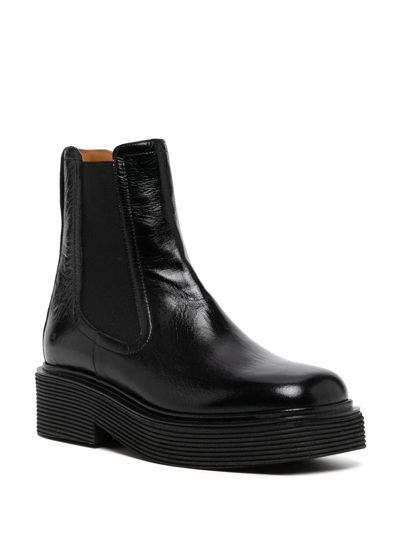 Marni Leather Platform Chelsea Boots In Black