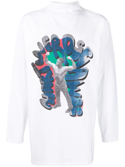 Martine Rose White Graphic Long Sleeve T-shirt In White