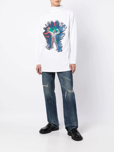 Shop Martine Rose Long-sleeve Graphic T-shirt In White
