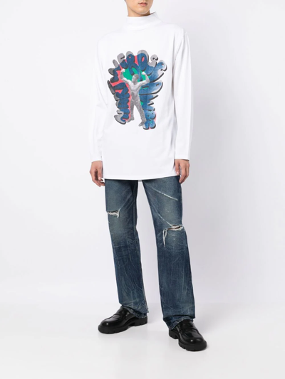 Martine Rose White Graphic Long Sleeve T-shirt In White