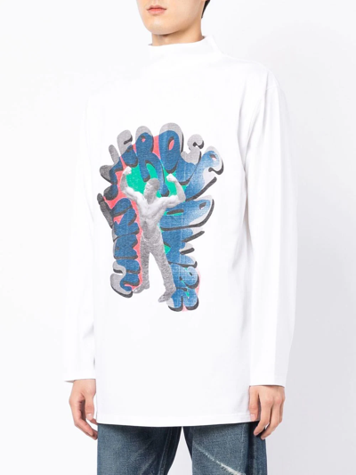 Shop Martine Rose Long-sleeve Graphic T-shirt In White