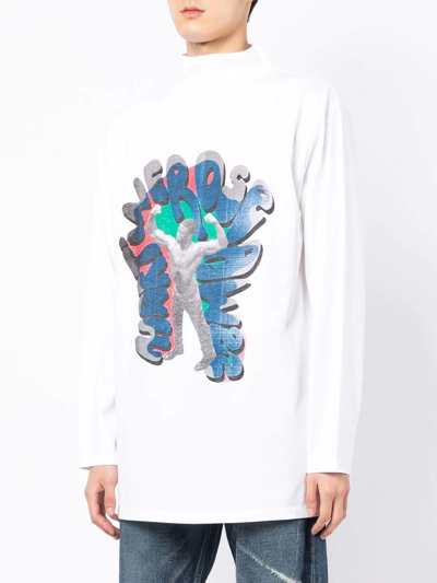 Martine Rose White Graphic Long Sleeve T-shirt In White