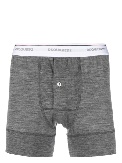 Shop Dsquared2 Logo-waistband Boxer Shorts In Grey