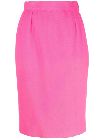 Pre-owned Saint Laurent 高腰铅笔半身裙（1980年代典藏款） In Pink