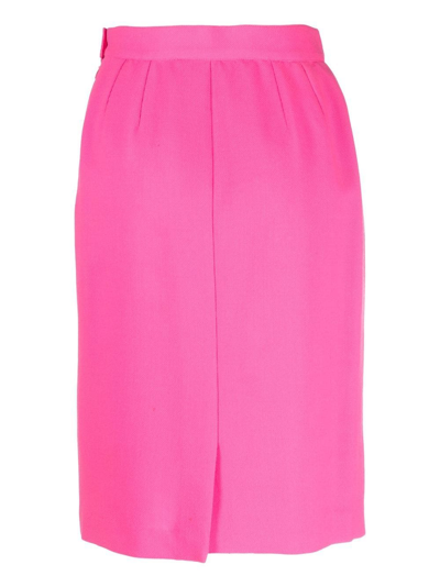 Pre-owned Saint Laurent 高腰铅笔半身裙（1980年代典藏款） In Pink