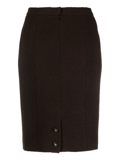 Pre-owned Chanel 1995 High-waisted Pencil Skirt In Brown