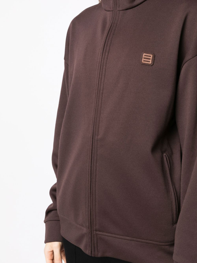 Shop Ambush Logo-patch Zip-up Sweatshirt In Brown