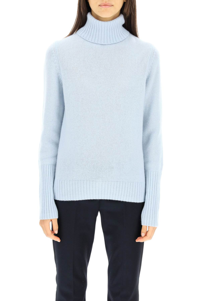 Shop Allude Cashmere Turtleneck Sweater In Blue