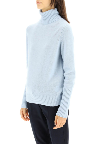 Shop Allude Cashmere Turtleneck Sweater In Blue
