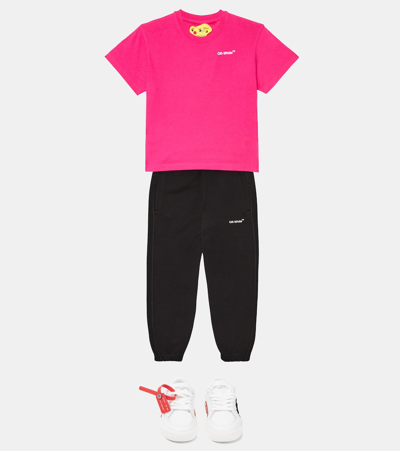 Off-white Arrows-motif Cotton T-shirt In Fuchsia White