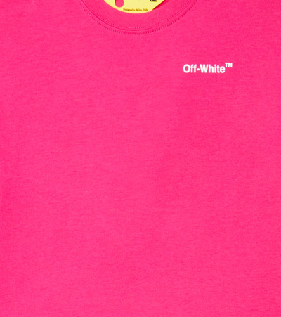 Shop Off-white Logo Cotton T-shirt In Fuchsia White