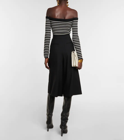 Shop Saint Laurent Striped Wool And Cotton Sweater In Naturel/noir