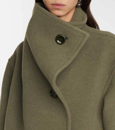Shop Acne Studios Funnel-neck Wool-blend Coat In Hunter Green