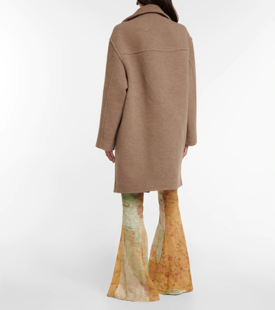 Shop Acne Studios Funnel-neck Wool-blend Coat In Light Brown