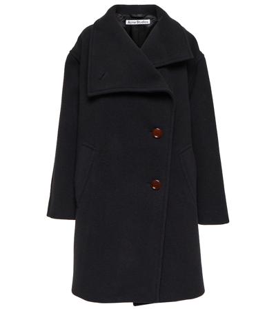 Shop Acne Studios Funnel-neck Wool-blend Coat In Black