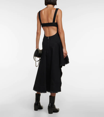 Shop Alexander Mcqueen Denim Midi Dress In Black
