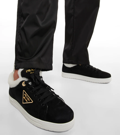 Prada Suede Sneakers In Nero