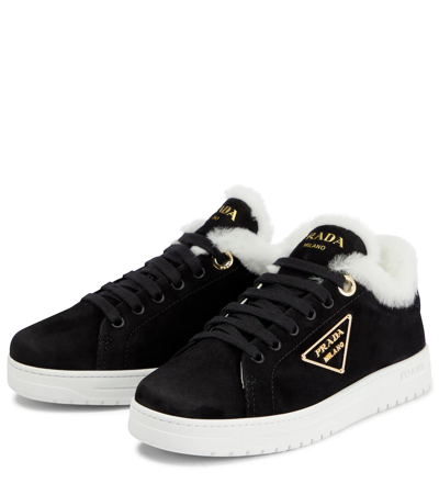 Prada Suede Sneakers In Nero