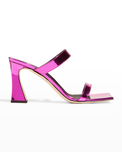 Shop Giuseppe Zanotti Metallic Dual-buckle Slide Sandals In Pink