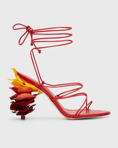 CULT GAIA EFFIE PETAL-HEEL STRAPPY GLADIATOR SANDALS 