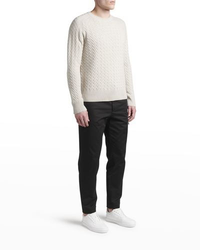 Shop Moncler Men's Cable-knit Wool Sweater In Camel