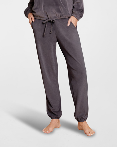 Shop Barefoot Dreams Cropped Straight-leg Joggers In Carbon