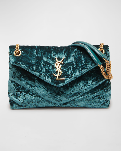 Shop Saint Laurent Loulou Small Ysl Puffer Chain Shoulder Bag In Bright Emerald