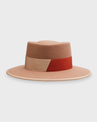 Shop D'estree Gerhard Wool-blend Fedora Hat In 504 Beige Rust