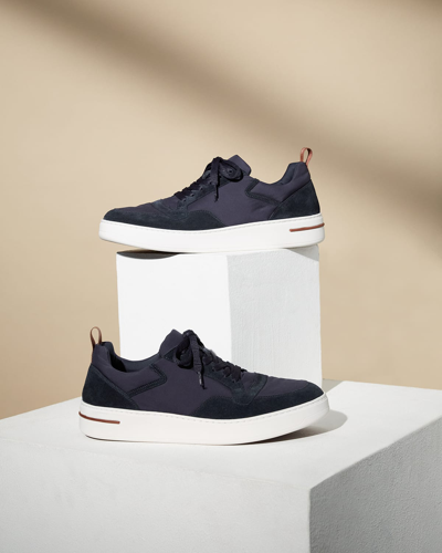 Newport Walk Suede Trimmed Sneakers in Blue - Loro Piana