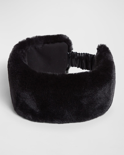 Shop Apparis Eleni Faux Fur Headband In Noir