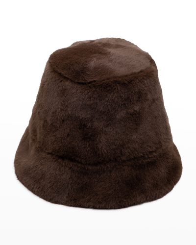 Shop Eugenia Kim Charlie Faux Fur Bucket Hat In Chocolate